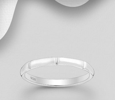 925 Sterling Silver Bamboo Ring, 2.5 mm Wide