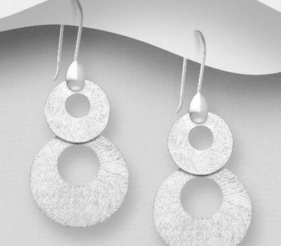 925 Sterling Silver Matt Circle Hook Earrings