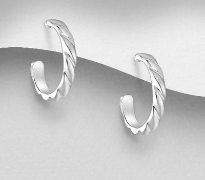 925 Sterling Silver Semi-Circle Push-Back Earrings