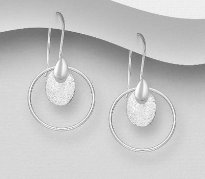 925 Sterling Silver Matt Hook Earrings