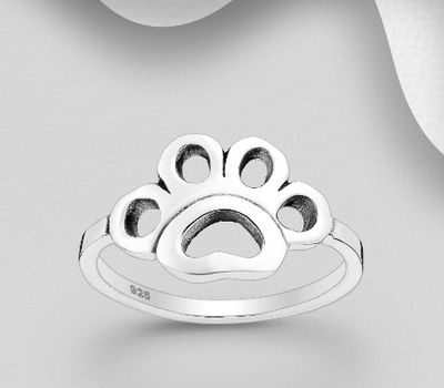 925 Sterling Silver Oxidized Paw Ring