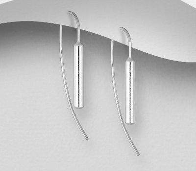 925 Sterling Silver Bar Hook Earrings
