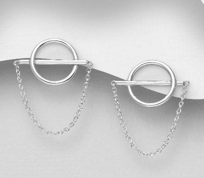 925 Sterling Silver Toggle Clasp Push-Back Earrings