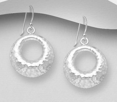 925 Sterling Silver Hammered Hook Earrings