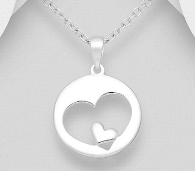 925 Sterling Silver Hearts Pendant