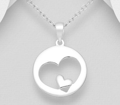 925 Sterling Silver Hearts Pendant