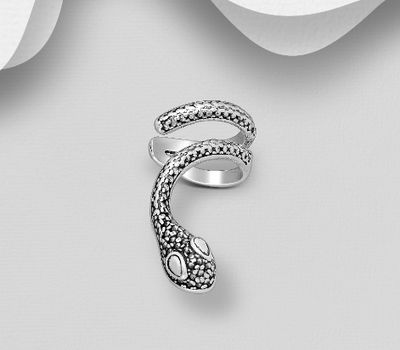 925 Sterling Silver Oxidized Snake Ear Cuff