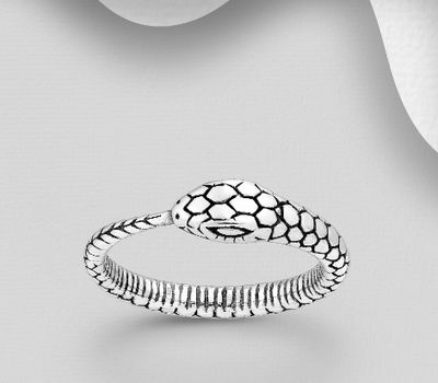 925 Sterling Silver Oxidized Snake Ring