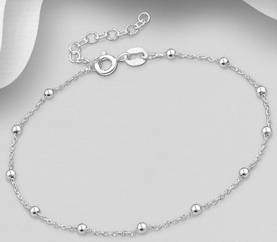 ITALIAN DELIGHT - 925 Sterling Silver Ball Bracelet, 2 mm Wide, Made in Italy
