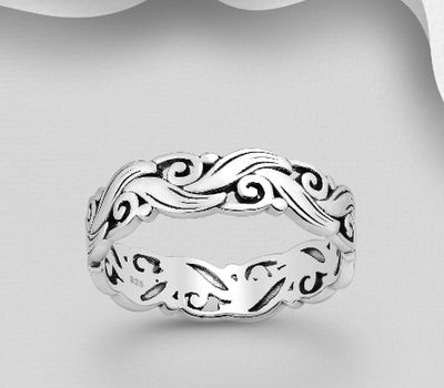 925 Sterling Silver Oxidized Swirl Ring