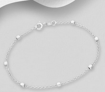 ITALIAN DELIGHT -  925 Sterling Silver Box Bracelet, 2.5 mm Wide. Made in Italy