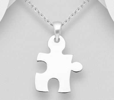 925 Sterling Silver Jigsaw Pendant