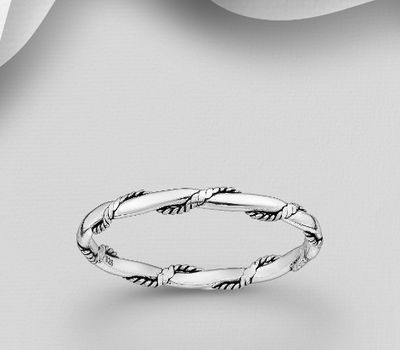 925 Sterling Silver Oxidized Twisted Band Ring