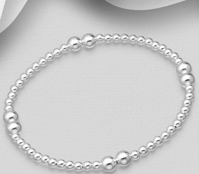 925 Sterling Silver Ball Stretch Bracelet