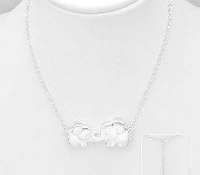 925 Sterling Silver Baby Elephants Necklace