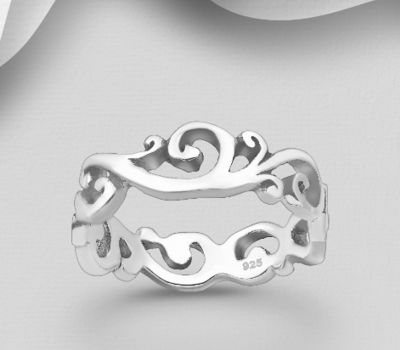 925 Sterling Silver Wave Band Ring