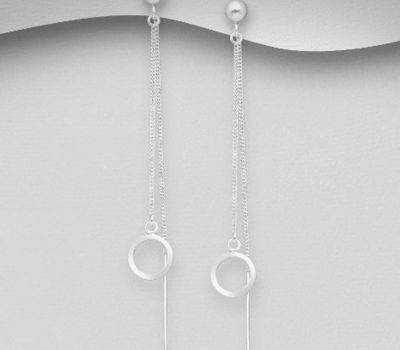 925 Sterling Silver Ball & Circle Jacket Earrings