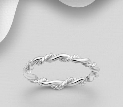 925 Sterling Silver Twisted Wire Wrapped Around Band Ring