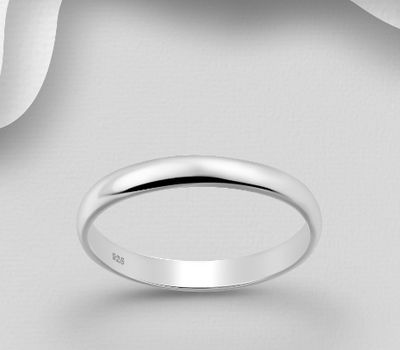925 Sterling Silver Engravable Band Ring, 3 mm Wide