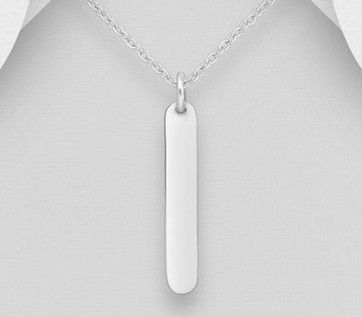 925 Sterling Silver Engravable Bar Pendant