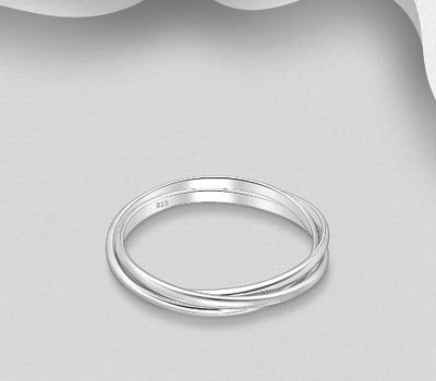 925 Sterling Silver Triple Band Ring, Russian Wedding ring