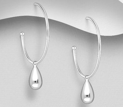 925 Sterling Silver Droplet Push-Back Earrings