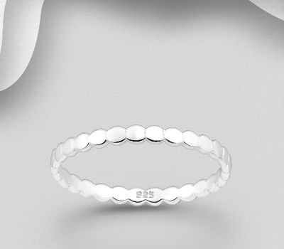 925 Sterling Silver Band Ring, 2 mm Wide.