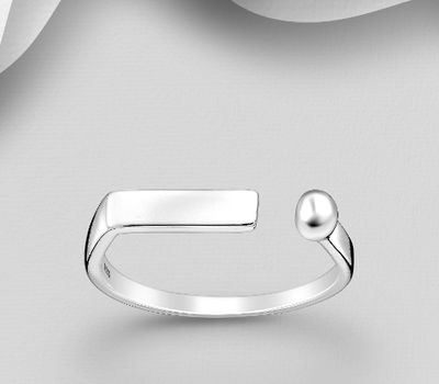 925 Sterling Silver Adjustable Bar Ring