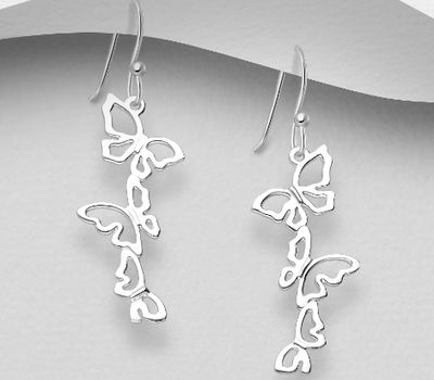 925 Sterling Silver Butterfly Hook Earrings