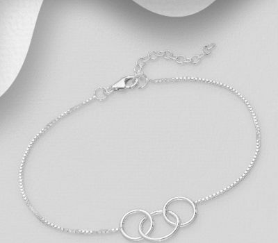 925 Sterling Silver Triple Circle Links Bracelet