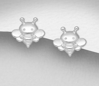 925 Sterling Silver Bee Push-Back Earrings