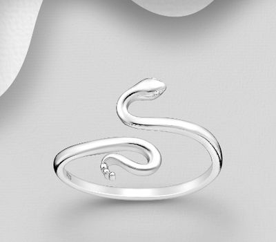 925 Sterling Silver Adjustable Snake Ring