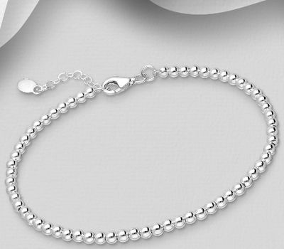925 Sterling Silver Ball Beaded Bracelet