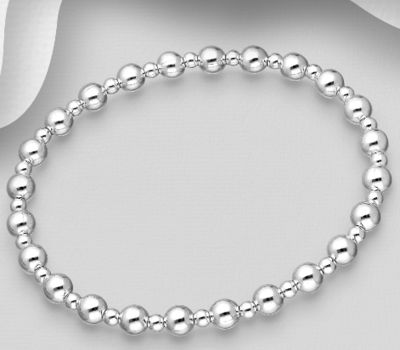 925 Ayar Gümüş Qarışıq Muncuqlu Elastik Qolbaq