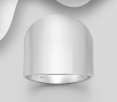 925 Sterling Silver Band Ring, 20 mm Wide