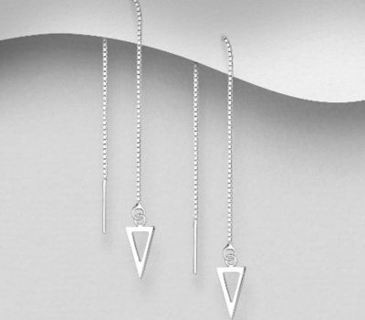 925 Sterling Silver Triangle Thread Earrings