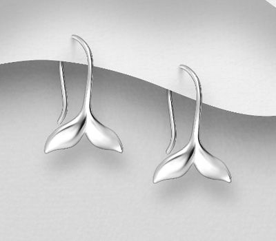 925 Sterling Silver Whale Tail Hook Earrings