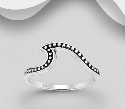 925 Sterling Silver Oxidized Wave Ring