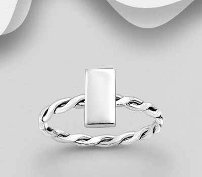 925 Sterling Silver Oxidized Rectangle Ring