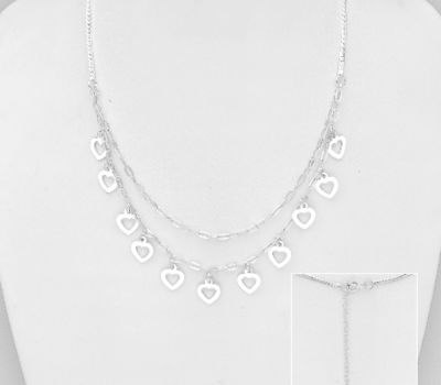925 Sterling Silver Heart Layered Necklace