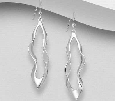 925 Sterling Silver Abstract Hook Earrings