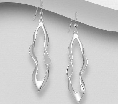 925 Sterling Silver Abstract Hook Earrings