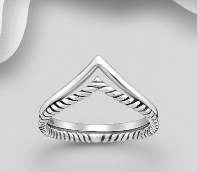 925 Sterling Silver Oxidized Chevron Ring