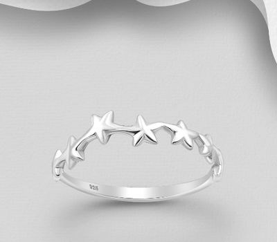925 Sterling Silver Starfish Band Ring