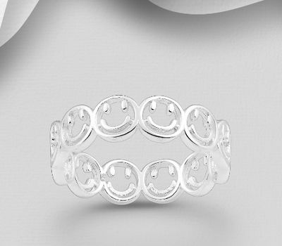 925 Sterling Silver Smile Band Ring, 6 mm Wide