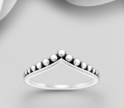 925 Sterling Silver Oxidized Chevron Ball Ring
