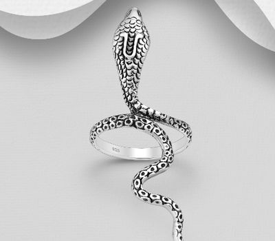 925 Sterling Silver Oxidized Snake Ring