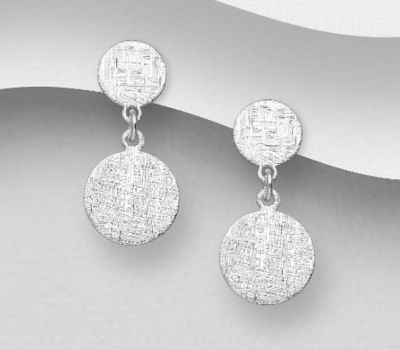 925 Sterling Silver Matt Circle Push-Back Earrings