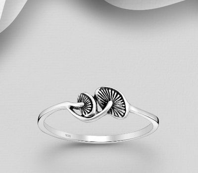 925 Sterling Silver Oxidized Mushroom Ring