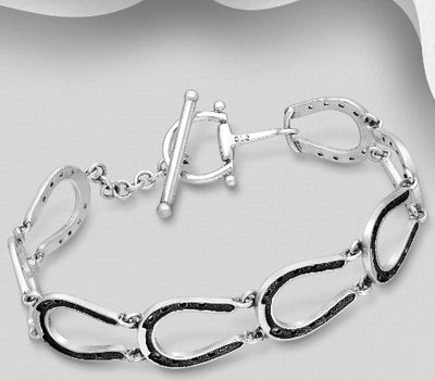 925 Sterling Silver Oxidized Horseshoe Bracelet